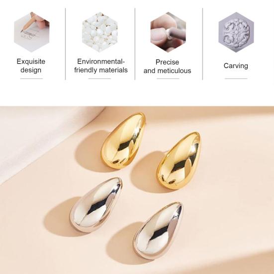 1 Pair Teardrop Earrings for Women, Small Water Drop Stud Earrings, Chunky Statement Jewelry for Wedding, Party, Prom, Daily