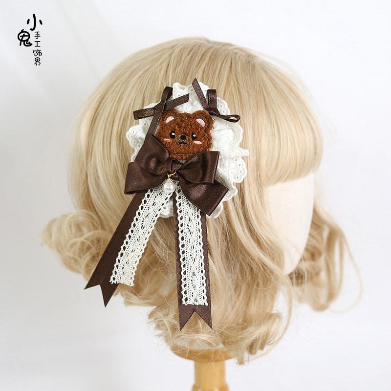 Original Handmade Angel Bear Boy Headband Small Accessories Small Top Hat Sweet Cute Bear Ear Lolita Flower Ball