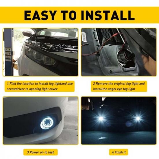 2X 2.5 Inch Round Fog LED Light Driving Spot Lamp W/ White Angle Eyes Halo Ring