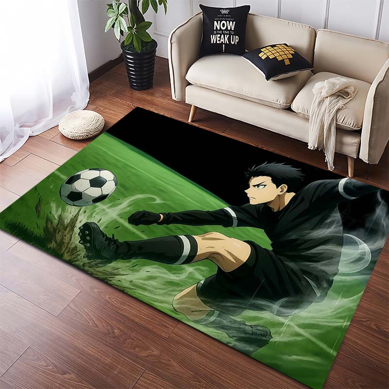 Blue Lock Anime Soccer Team Print Area Rug, Non-Slip Floor Mat for Sports Fans