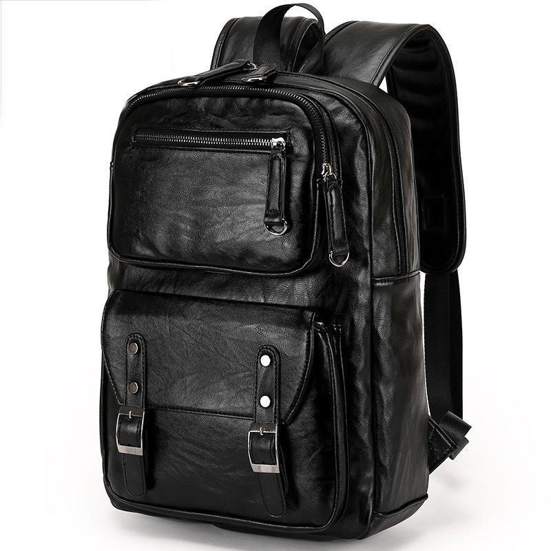 

TS JYL laptop bag,Leather Travel Backpack Casual Business Bag Large Student School Backpack OneSize чёрный