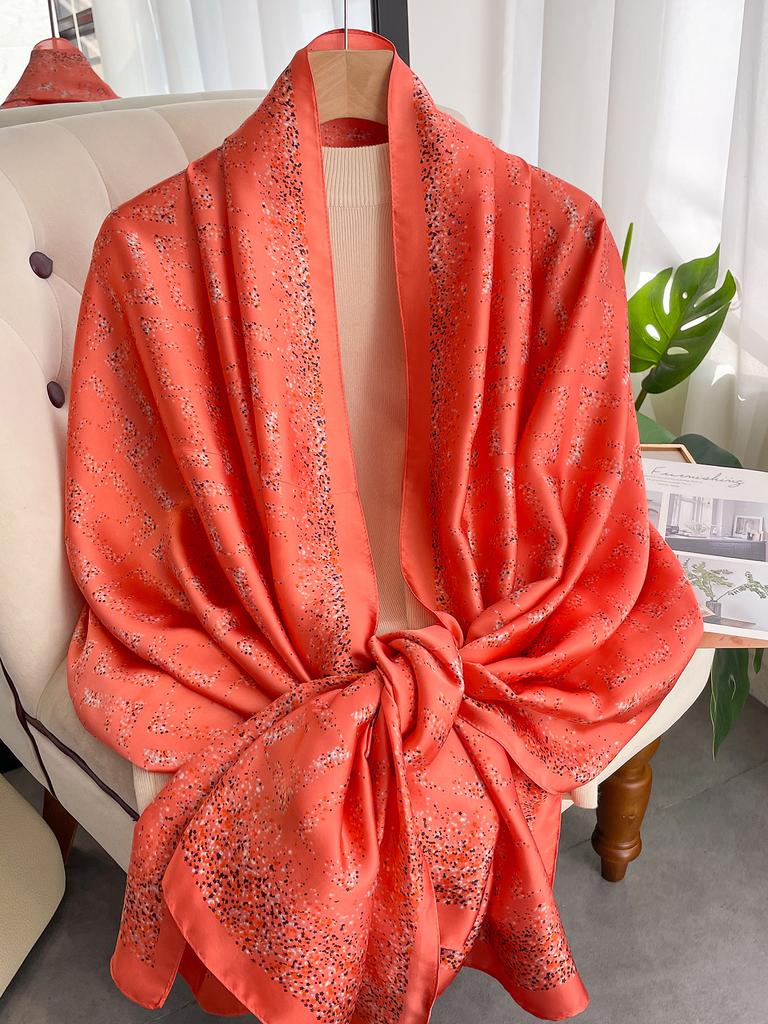 Fashion Kerchief Silk Satin Neck Scarf For Women Print Hijab Scarfs Female 180*90Cm Shawls And Wraps Scarves For Lady