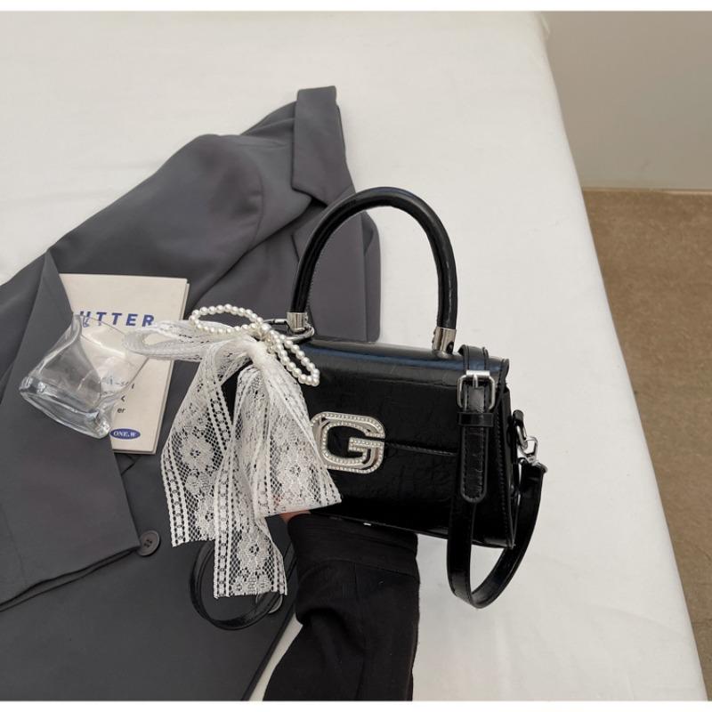 

Премиальная сумка-тоут женская новая модная популярная текстура повседневная сумка через плечо сумка-мессенджер для поездок на работу маленькая квадратная сумка чёрный