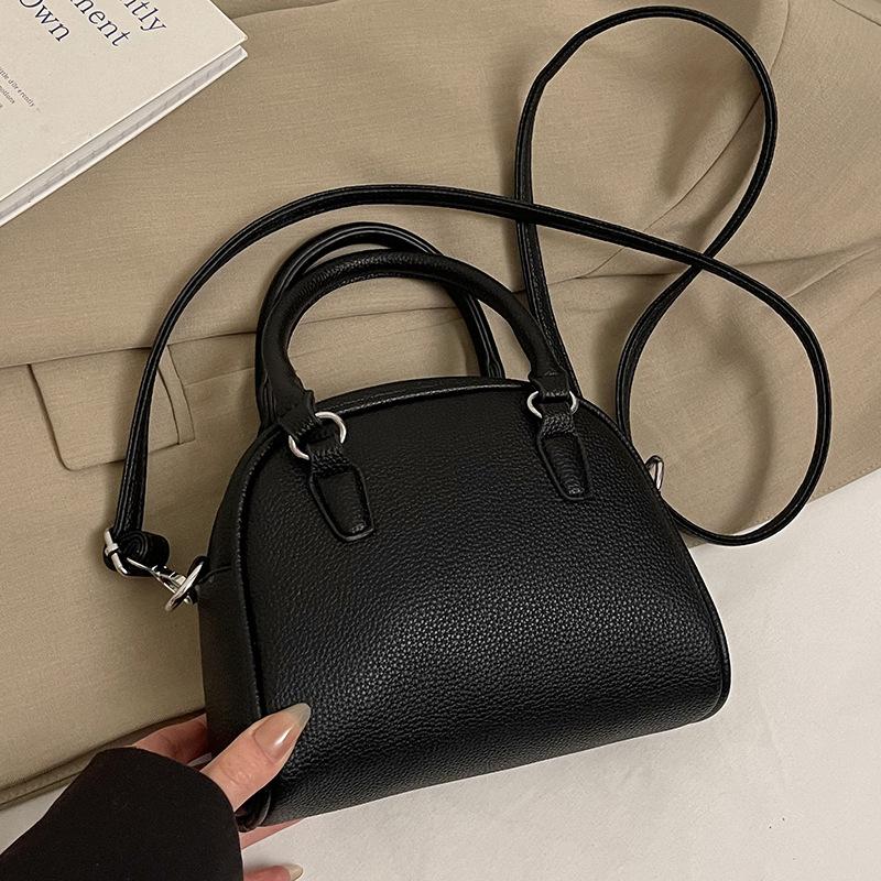 Wholesale new niche simple lychee pattern texture portable Boston bag versatile temperament commuter messenger bag woman