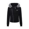 Mens Oversized Hooded Sweatshirt With Detachable Faux Fur Collar Embroidered Irregular Zipper Design Streetwear