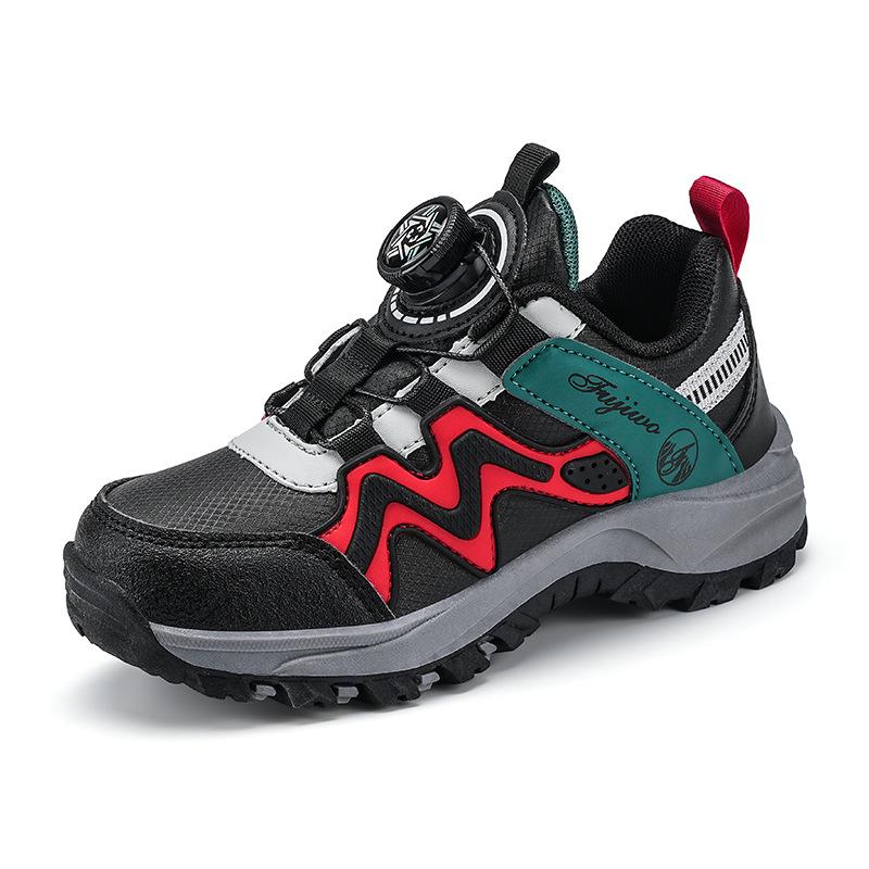 Cross-border boys sports shoes leather surface waterproof and non-slip cotton shoes outdoor mountaineering classmates velvet to keep warm 30
