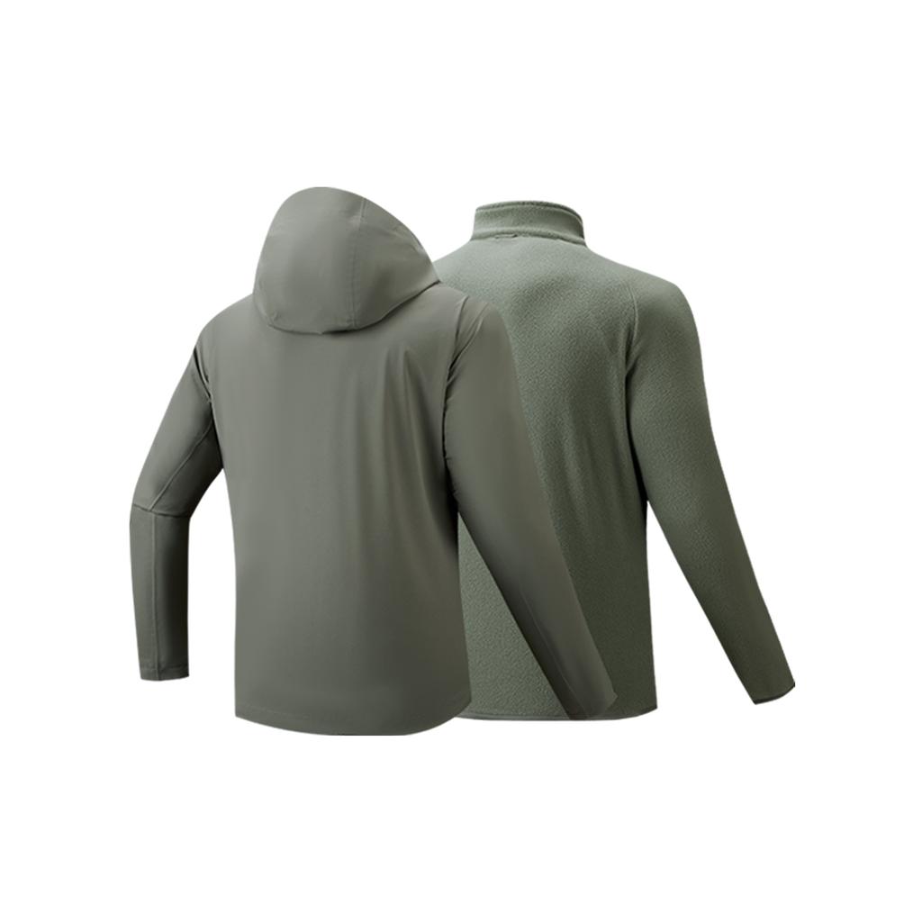Anta Waterproof And Windproof To Keep Warm Windbreaker Jacket Men's Two Piece Set Asphalt Gray 952546614-3
