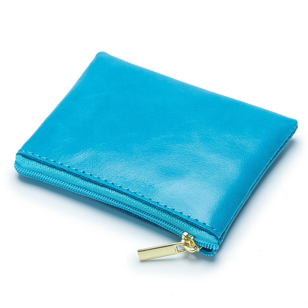 Slim change bag men's, simple soft cowhide mini key bag women's zipper coin small wallet