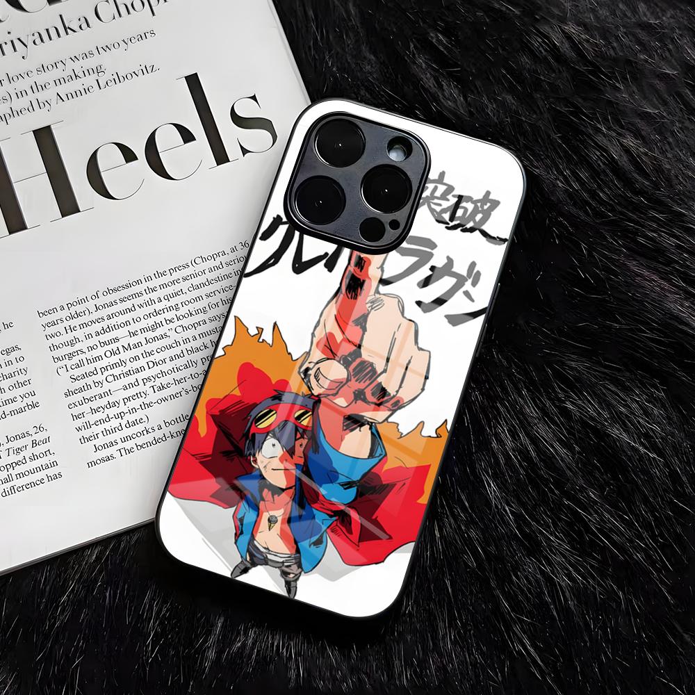 Gurren L-Lagann Phone Case For IPhone 17 Air 16 E Pro Max 15 14 13 Mini 12 Pro 11 Max Plus Black Glass Cover