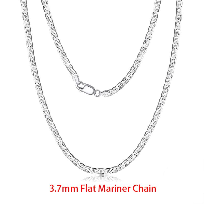 Rinntin Zinc Alloy Sterling Zinc Alloy Italian 2.6/3.7/5.0mm Flat Mariner Chain Necklace for Women Men Fashion Neck Chain Zircon SC78