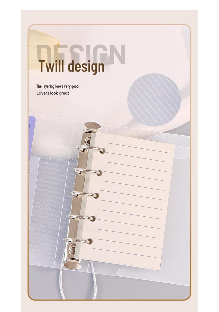 M5 Transparent Twill Loose-Leaf Binder Diary with Removable Five-Hole Strap