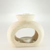 Ceramic Zen Oil Burner - Oval Pebble - Speckled Off-White