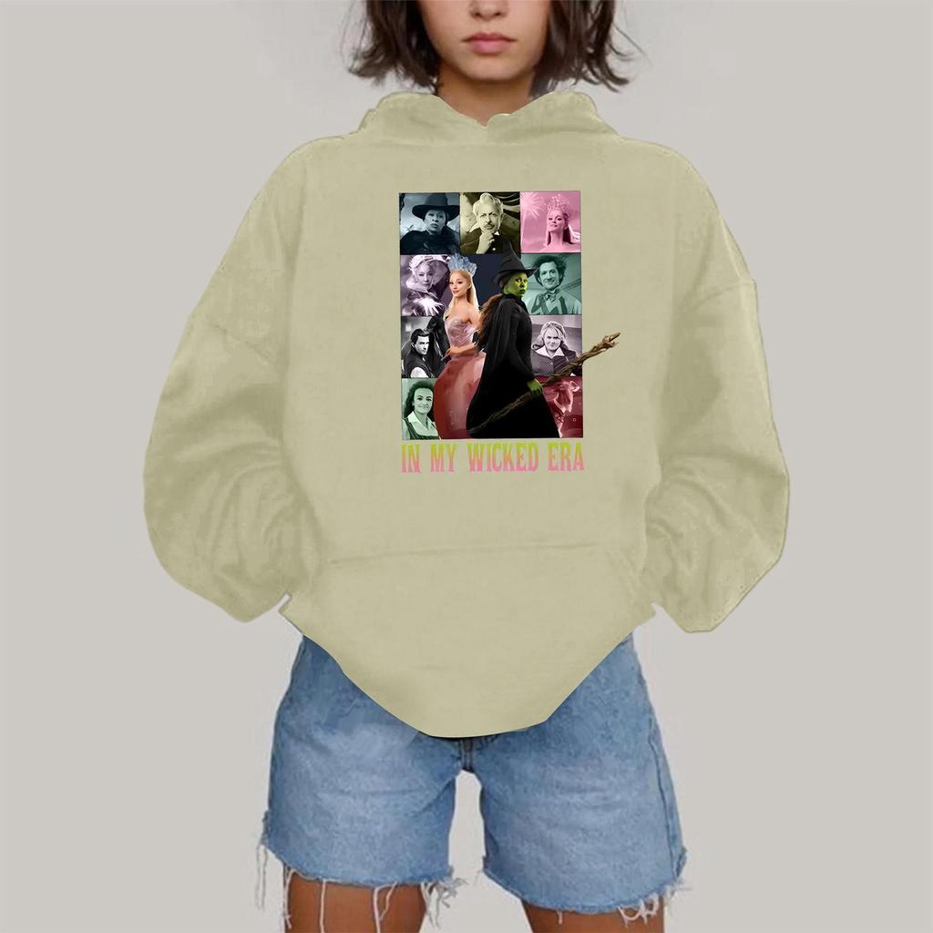 Dámská módní ležérní mikina s kapucí, dlouhým rukávem a potiskem