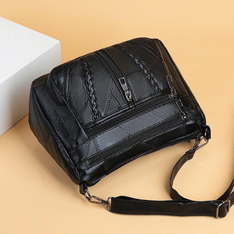 New Women's Bag Messenger Bag Soft Leather Texture Shoulder Bag Large Capacity Anti-splashing Simple Casual Mother Bag