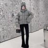 Women's Short Light Down Jacket Autumn Winter Hooded Single Breasted Loose White Duck Down Coat Pocket Stand Collar Solid Color