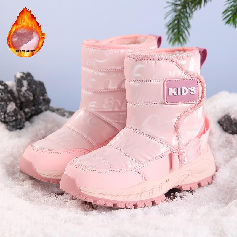 

Kids Waterproof Non-Slip Winter Snow Boots - Warm, Velvet-Lined, High-Top for Boys and Girls 36 рожевий
