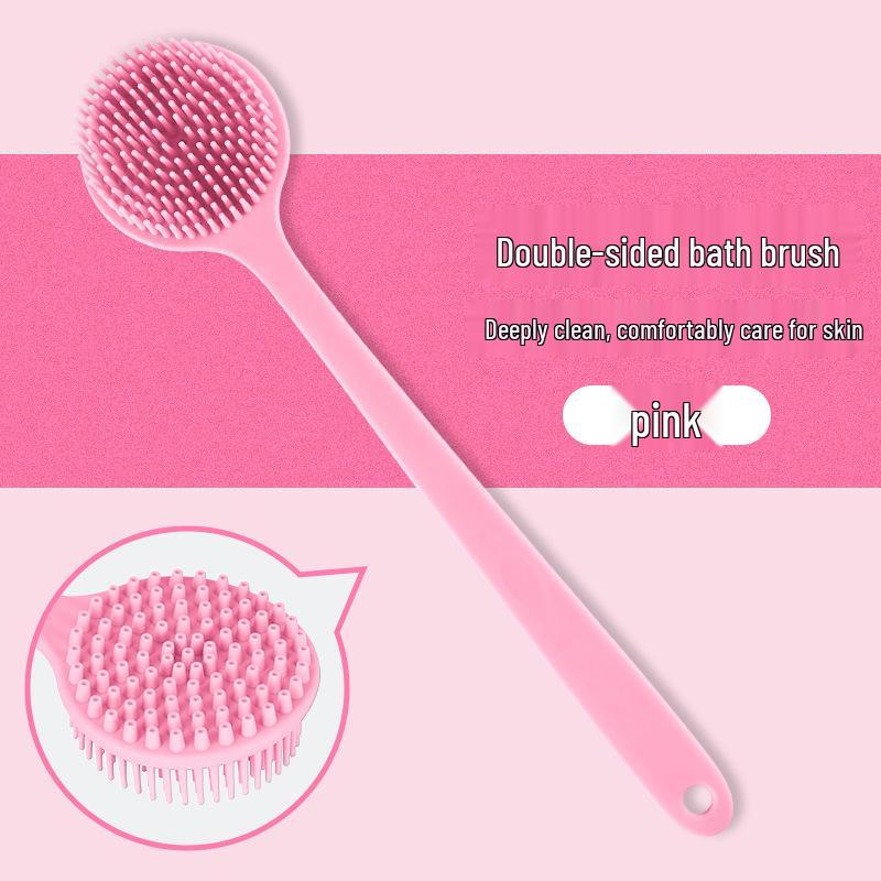 Silicone Long-Handled Soft Bristle Bath Brush for Easy Back Scrubbing