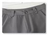 Pantaloni Slim Gri cu Talie Înaltă pentru Femei - Pantaloni Scurți Casual Petite pentru Costum Primăvară/Toamnă 2025