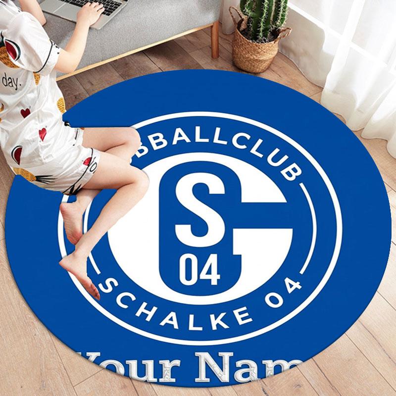 FC Schalke 04 Custom Name Round Area Rug,Carpet Rug for Living Room Bedroom Sofa Playroom Decor,Non-slip Floor Mat