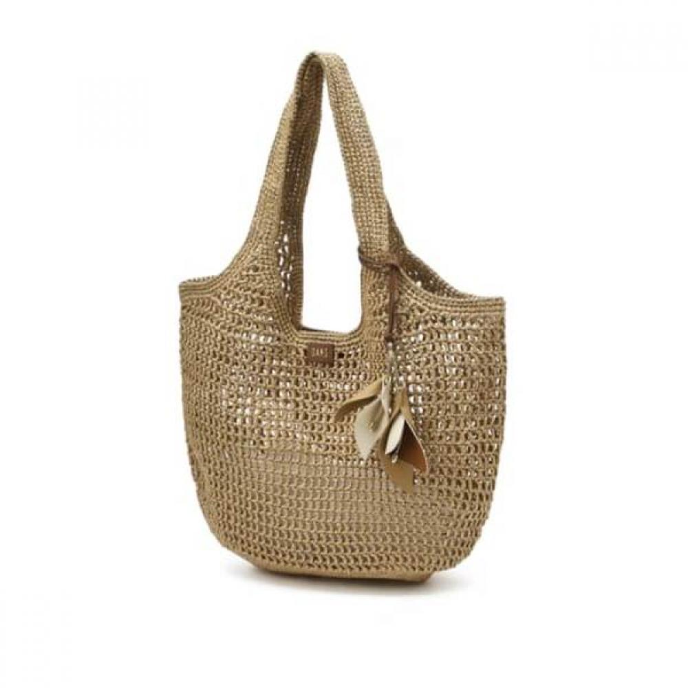 Daks Beige Raffia Twist Mesh ShouLder Bag L Dcba6e580i2