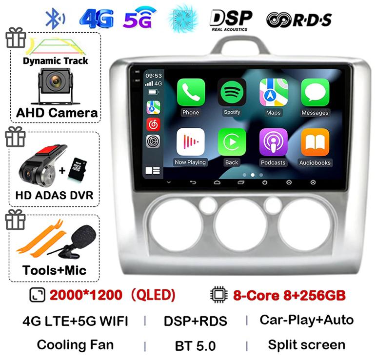 Android 14 Carplay Auto GPS 4G+WiFi Car Radio for Ford Focus Exi MT AT 2004-2011 Multimedia Video Player Stereo DSP Head Unit BT