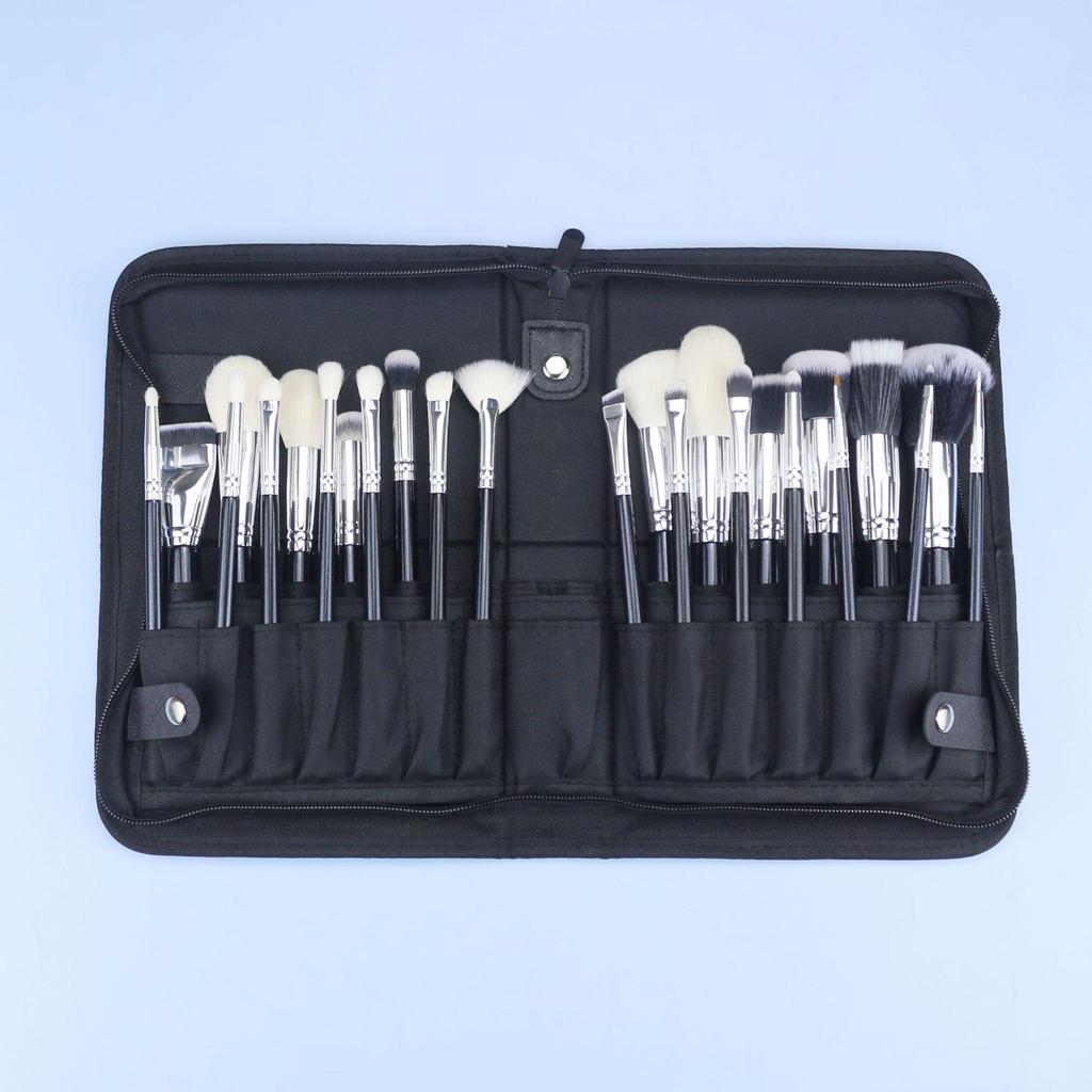 Luxury 25-Piece Professional Makeup Brush Set with Animal Hair for Makeup Artists