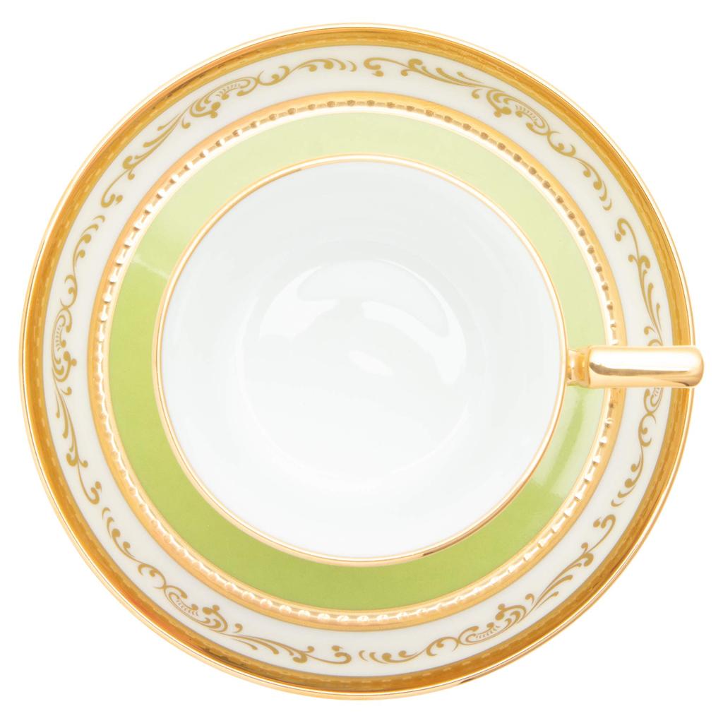 Noritake Coffee Cup & Saucer, 160cc, Homage Collection, Light Green Rose Design, Fine Porcelain (Premium White), T2402/H-770