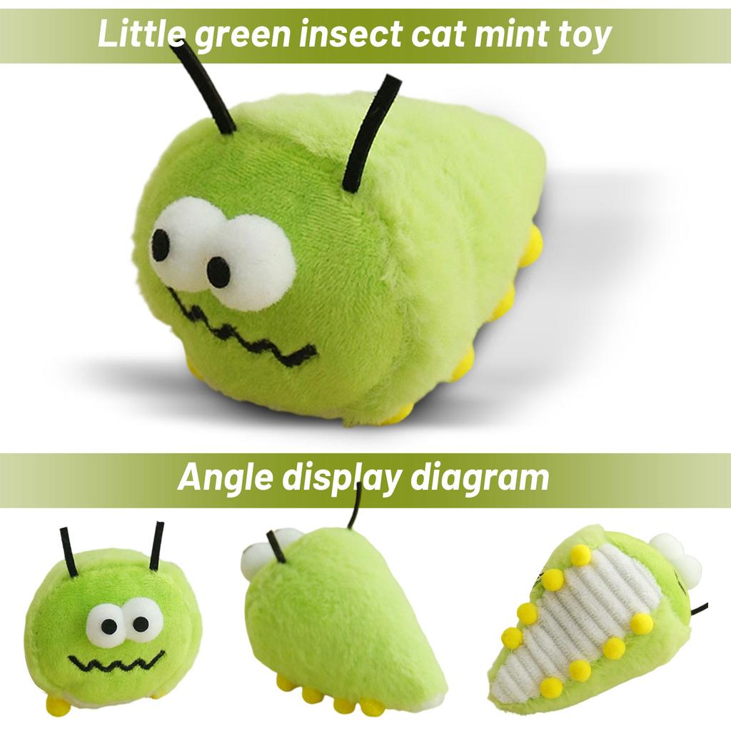 Cute Green Wiggle Cats Toy With Catnip & Sound - Interactive Plush Toy For Cats, Soft Short Plush, Built-in Quiet Sounder, Resistant, Calming Anxiety