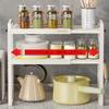 1 Stück 1/2-stöckiges erweiterbares Regal für Küche und Bad, Trennwand für Arbeitsplattenschränke, mehrstufiges Regal, Gewürzregal, Topfregal, Schreibtisch-Organizer