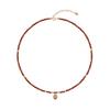 Warm Sun Natural Gold Sandstone Beaded Necklace for Women - Retro Luxury Copper Bead Spaced Collar Chain