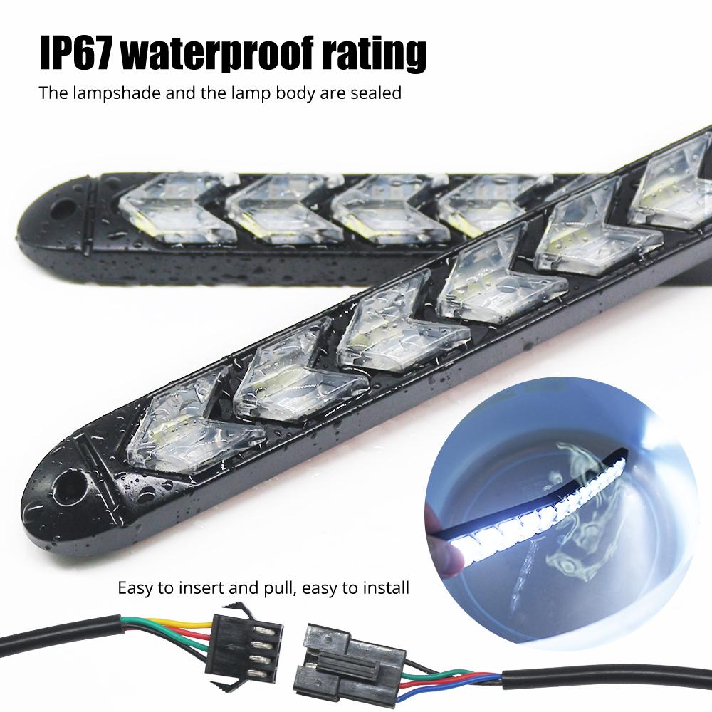 2Pcs LED Arrow Daytime Running Light with Flexible Waterproof Headlight DLR Turn Signal Yellow Light Car Decoration Driving Light 12V