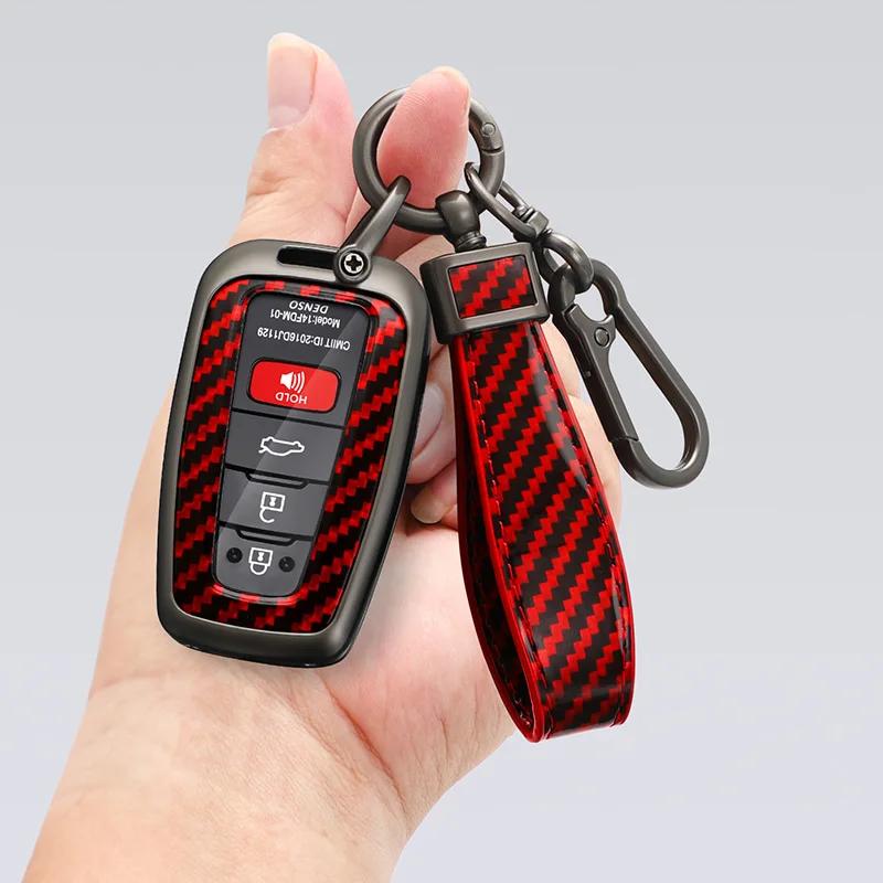 For Toyota CHR Prado 2017 2018 Prius Camry Corolla RAV4 2017 2018 2019 2020 Carbon fiber Zinc Alloy Car Key Cover Case Holder