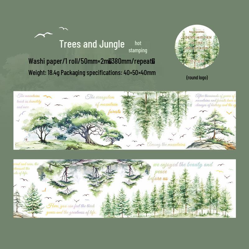 Beautiful Day Gold Foil Washi Tape: Mountain and Forest Scenery - 6 Styles Available