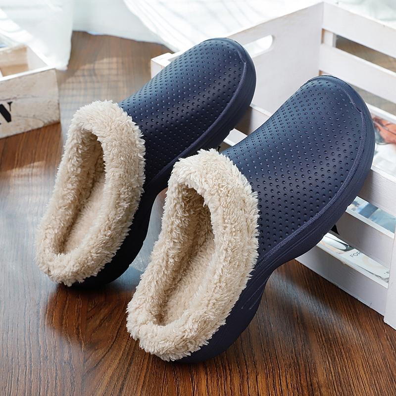 Модные мужские зимние тапочки с круглым носком для дома — фото 6