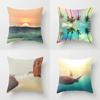 Summer Vacation Cushion Cover Pink Beach Wave Mountain Sofa Pillowcase Bedroom Home Car Office Accessories