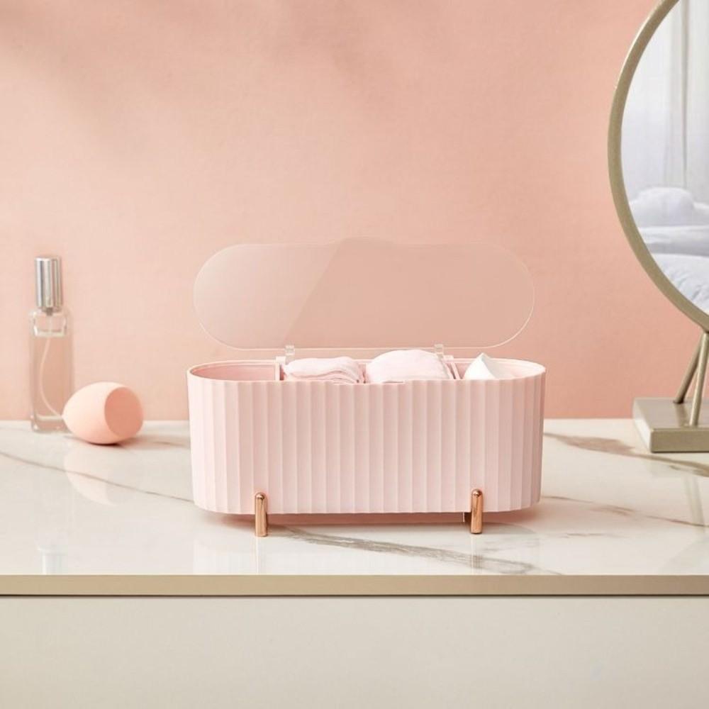 3 Grid Cosmetics Storage Box Large Capacity Organizer Box Makeup Organizer  Powder Puffs