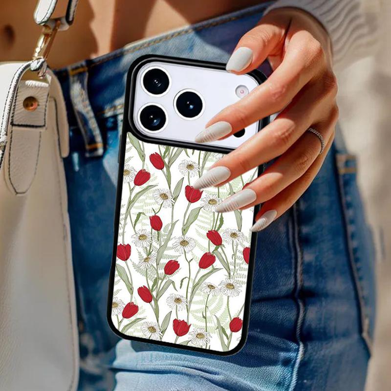 

Чехол для телефона с цветами тюльпанов для iPhone 17 Air 14 15 13 12 Max Чехол для Apple 16e 11 Pro Max Plus Coque iPhone 11pro max