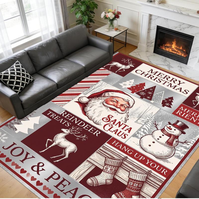 Alfombra Cuadrada Estampada Navideña Suave Antideslizante Para Dormitorio Regalo Navideño