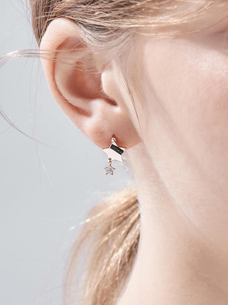 [CRANNE] 14K GF Simple Star Motif One-Touch Earrings C24EGF192