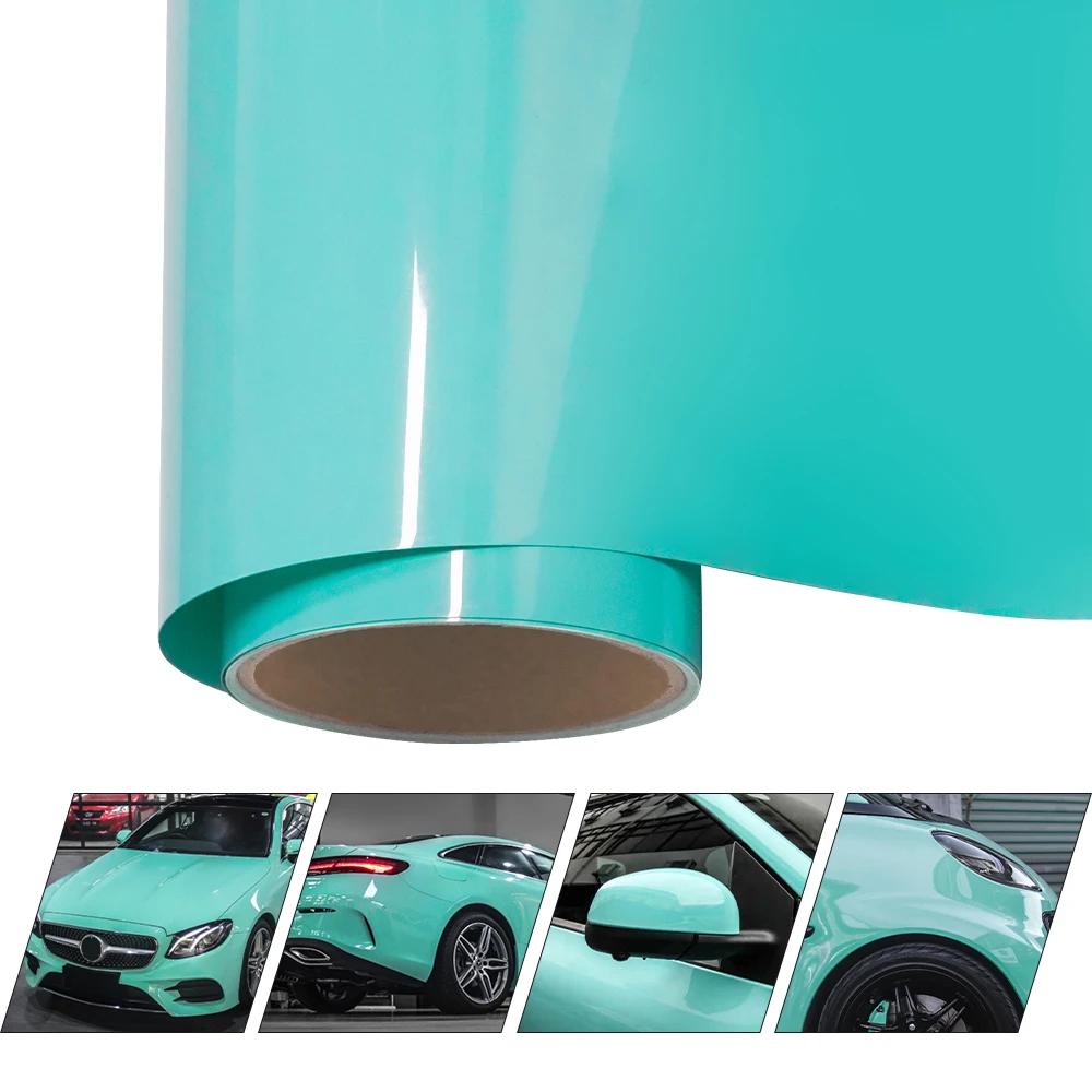 

Glossy Light Blue Car Sticker Bubble Free Vinyl Film Auto Decals Car Wrapping Film PET Sticker Car Accessories Exterior Interior 0.5x2m