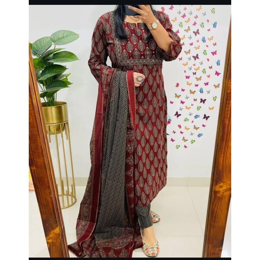 Women Indian Pakistani Kurta Pant Dupatta Set Party Wear Top Tunic Kurti Dress VF-1890