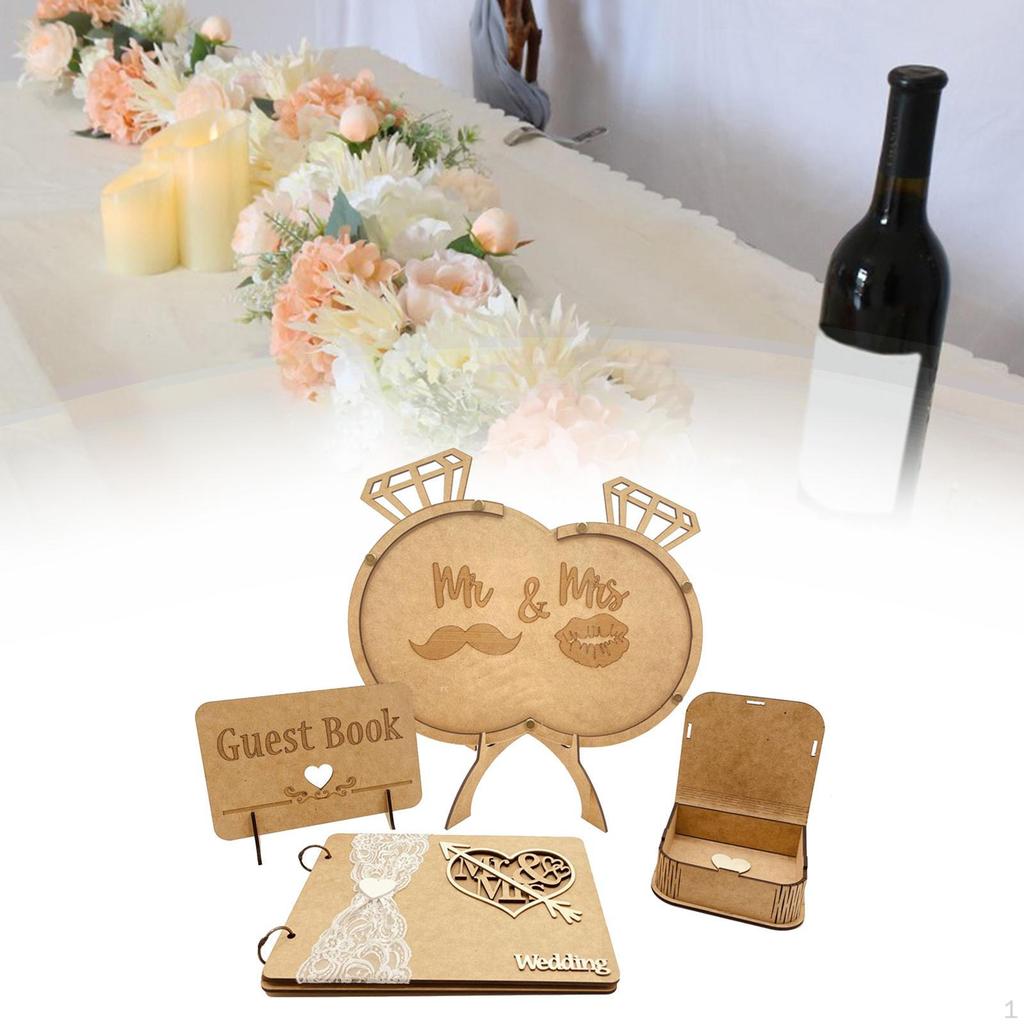 Rustic Wedding Guest Box with Wooden Sign Hearts 3D for Decorations Baby Shower Anniversary
