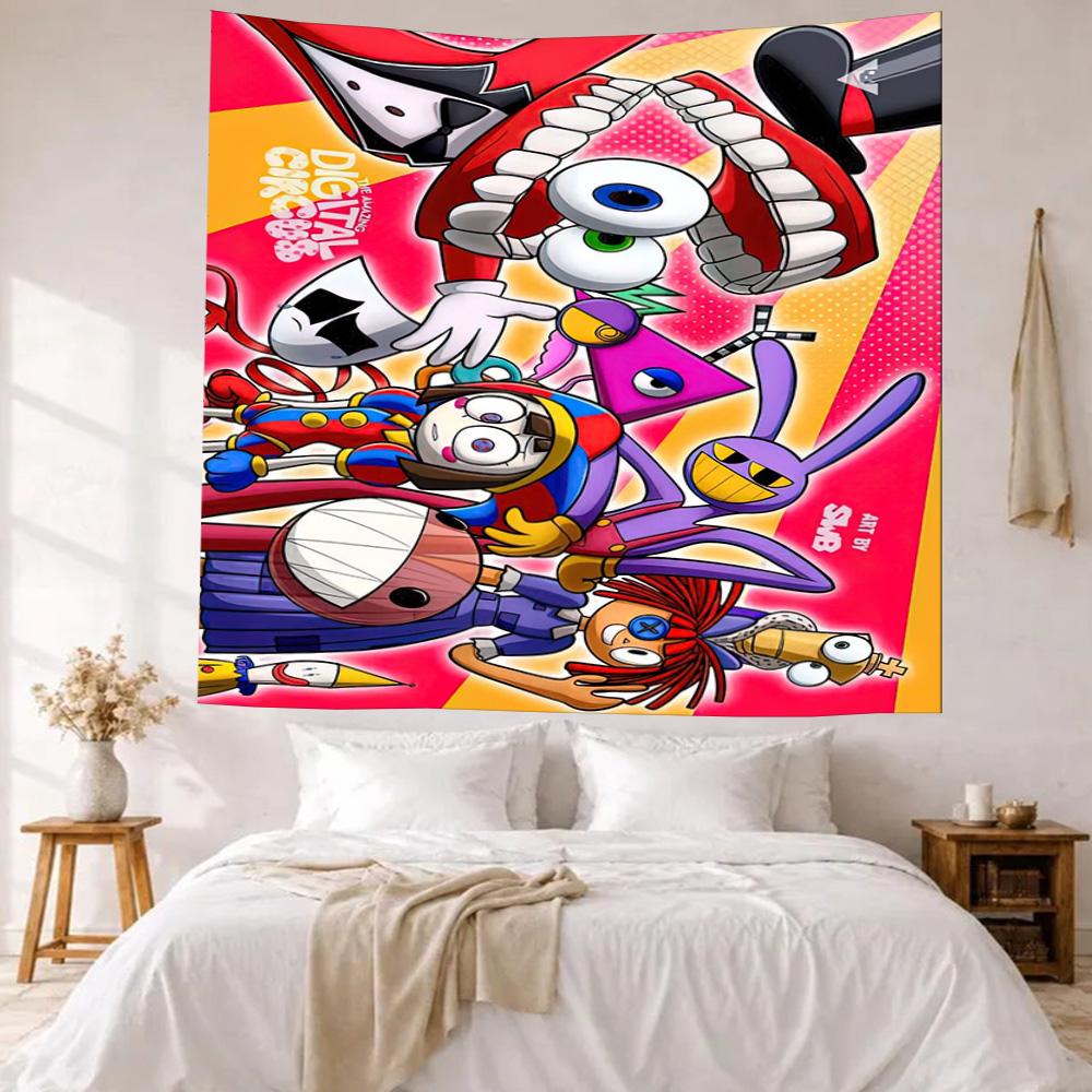 Digital Circus Wall Decor Tapestry Art For Pet Memorial Birthdaywedding Party Backdrop Family Gift