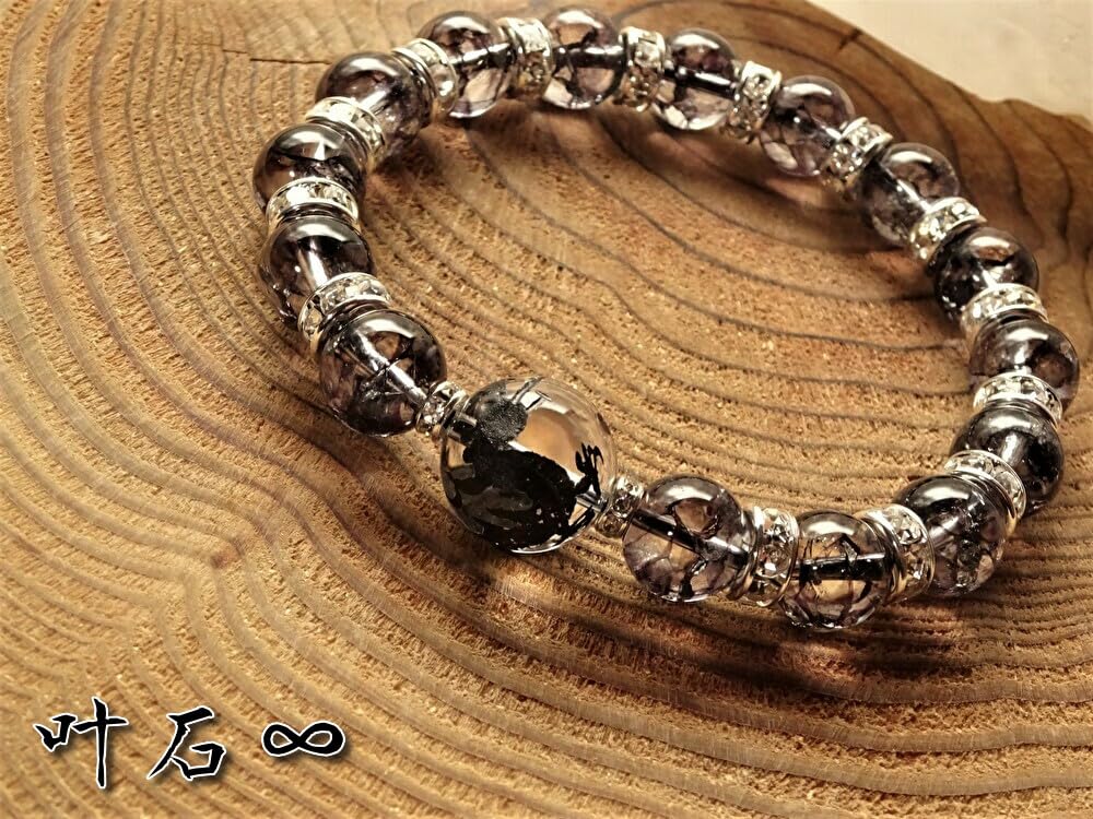 Kanoishi Dragon God a protective stone for wish fulfillment and good Black Dragon and Quartz Crystal Bracelet for Men and Natural 14mm and Power