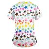 Ropa de trabajo de manga corta con cuello en V a la moda para mujer con bolsillos Tops estampados