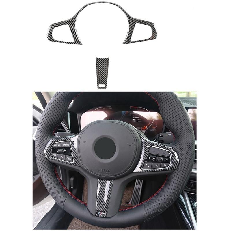 For BMW- 3 Series G20 G28 - Carbon Fiber Steering Wheel Panel Cover Trim Decoration Sticker Interior Accessories