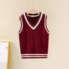4-15 Years School Kids Knitted Vest Preppy Style Casual All-match Outerwear Waistcoats for Girls Spring Autumn Children Sweater