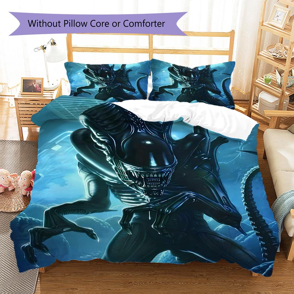 Alien Pattern Bedding,Quilt Set Quilt Cover Pillowcase Home Decoration Birthday Gift (1 * Duvet Cover + 2 * Pillowcase, Without Core)