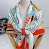 135Cm Silk Cashmere Scarf Women Curled Shawls Palace Carriage Print Square Scarves Wraps Lady Bandana Hijabs Female Foulard