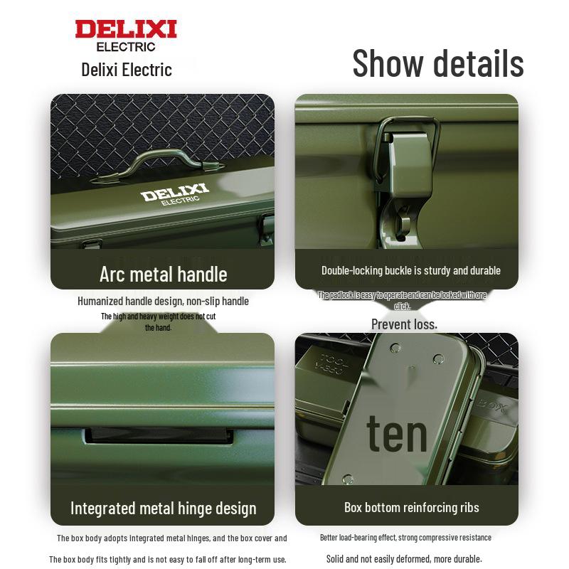 Delixi Industrial-Grade Metal Tool Box for Home and Auto Repair